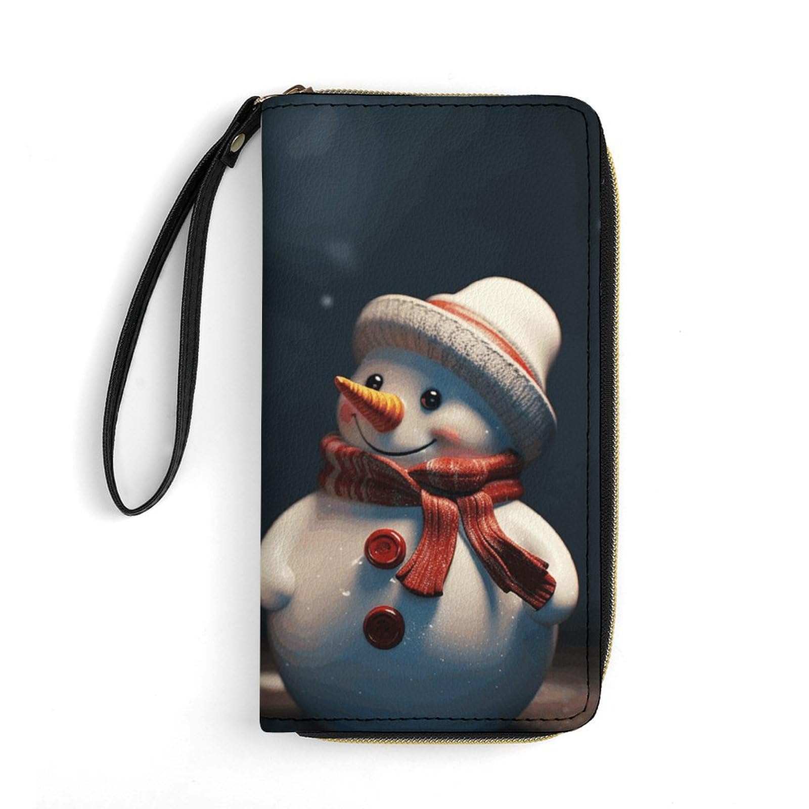 QMNLKH Stylish And Durable Two Cute Snowmen Printed Leather Wallet: A Must-have Storage Bag for The Holidays, Suitable for Storing ID Cards, Various Cards And Change