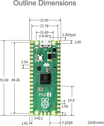 for Raspberry Pi Pico 2 Microcontroller Board - High-Performance RP2350 Chip Dual-Core & Dual-Architecture Design 2MB Flash, 2MB SRAM, Secure Boot