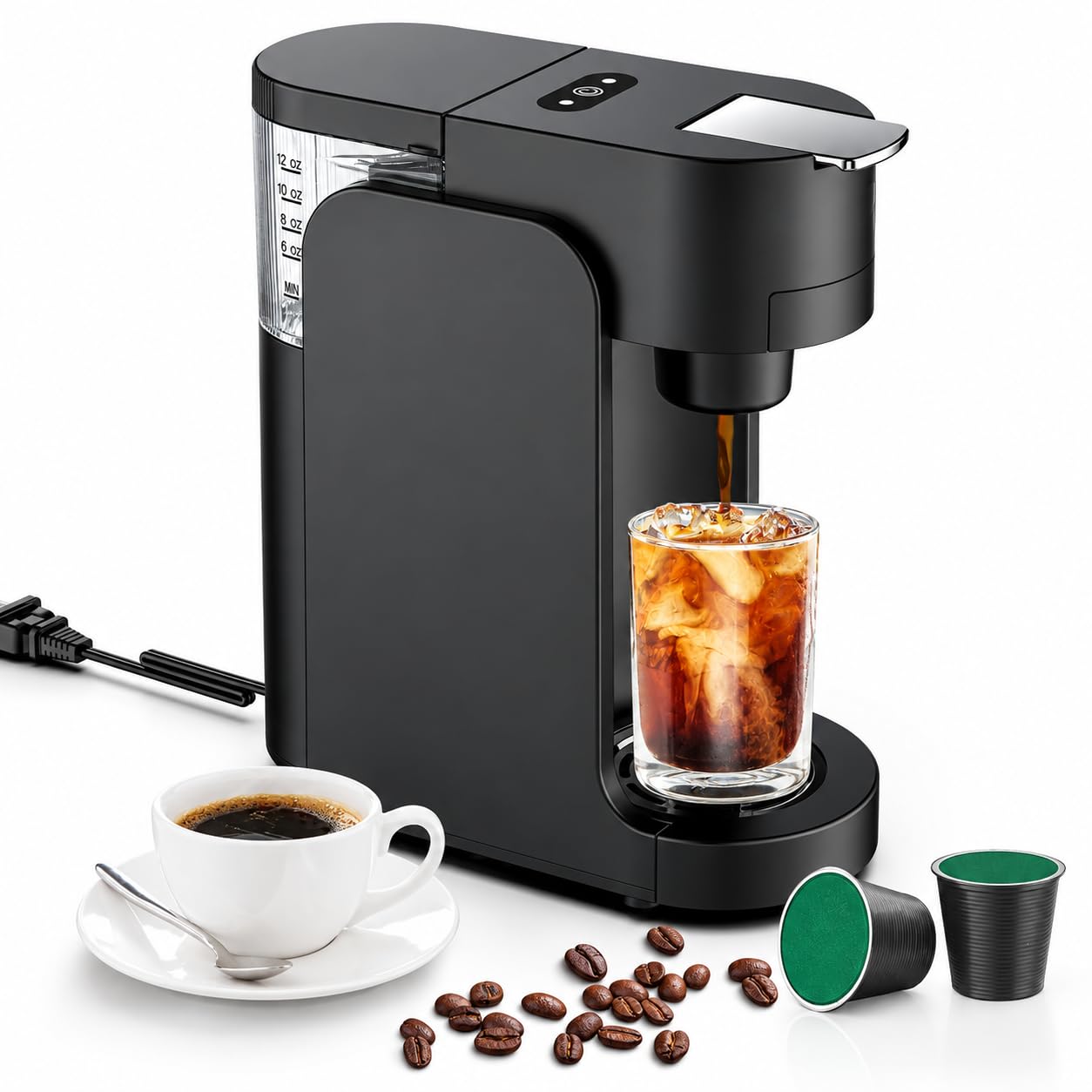 Macchina per caffè monodose, 2 in 1 per caffè a capsule e macinato.