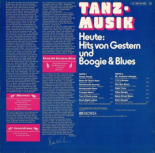 Tanzmusik Heute: Hits Von Gestern Und Boogie & Blues (Originalaufnahme Aus Der Gleichnamigen SFB-Fernsehserie) [Vinyl LP]