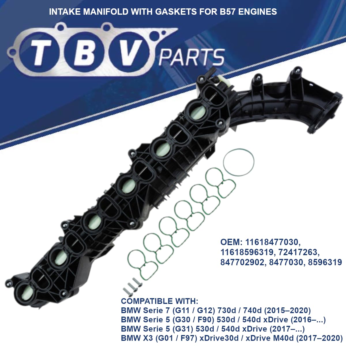 Collettore di aspirazione 3.0D B57 11618477030 11618570228 11618596319 11618477029 8570228 8596319 Modulo collettore di aspirazione compatibile per serie 7, serie 5, X3