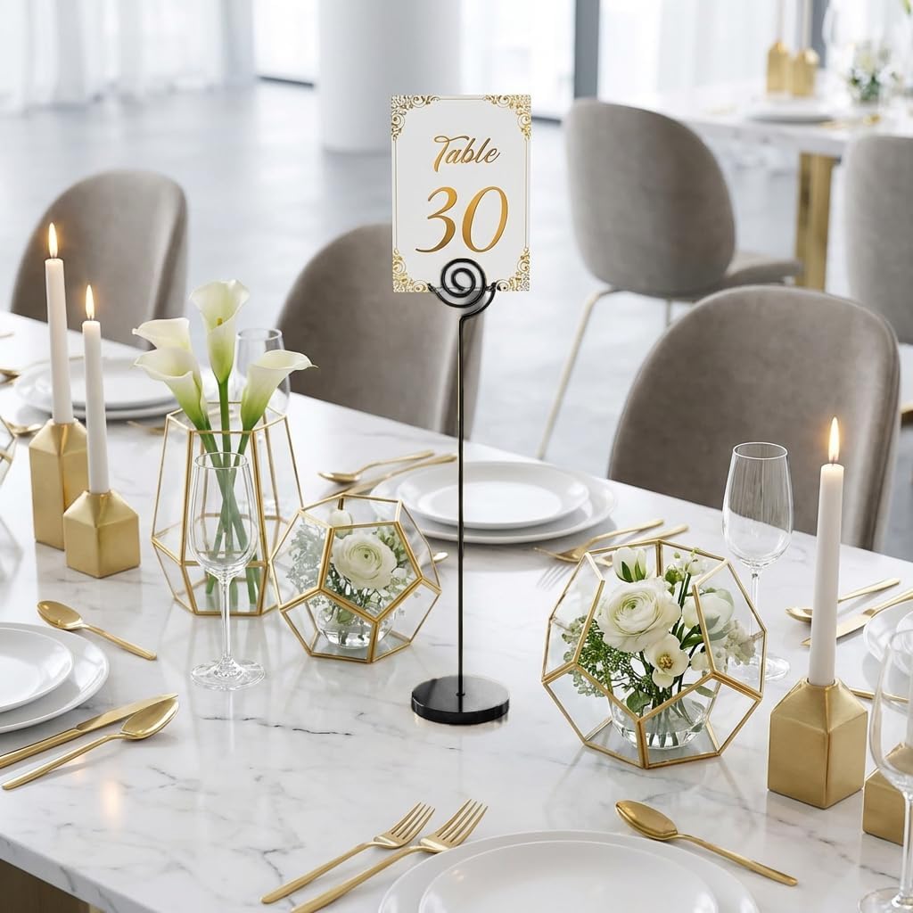 Table Number Holders 2Pcs - 13 inch Place Card Holder Metal Super Tall Table Number Stands for Wedding Party Graduation Reception Restaurant Home Photo Picture Office, Black Multi Circle image 2