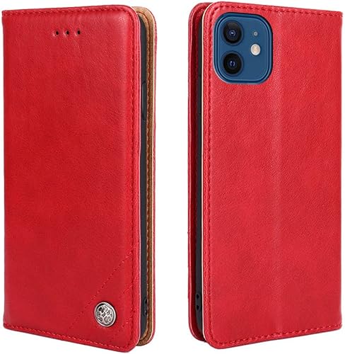 Wallet Folio Case for XIAOMI REDMI K40 PRO, Premium PU Leather Slim Fit Cover for REDMI K40 PRO, 3 Card Slots, Align Cutouts, Red
