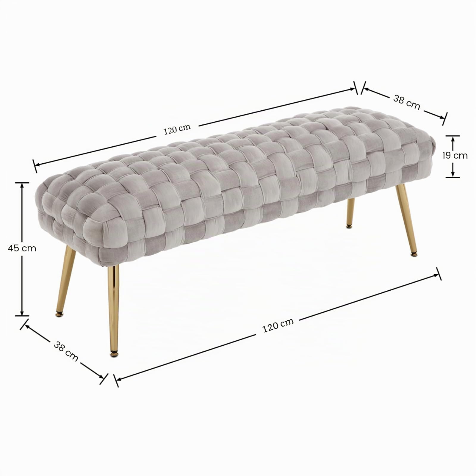 Ya-Home Banco Zapatero de Terciopelo, Banco Recibidor, Banco de Cocina para Salon/Oficina/Balcon,Gris