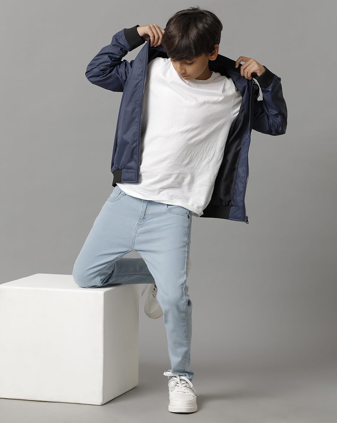 Under Fourteen Only Regular Fit Cotton Jacket for Boys (Navy7 6-7 Years) 2