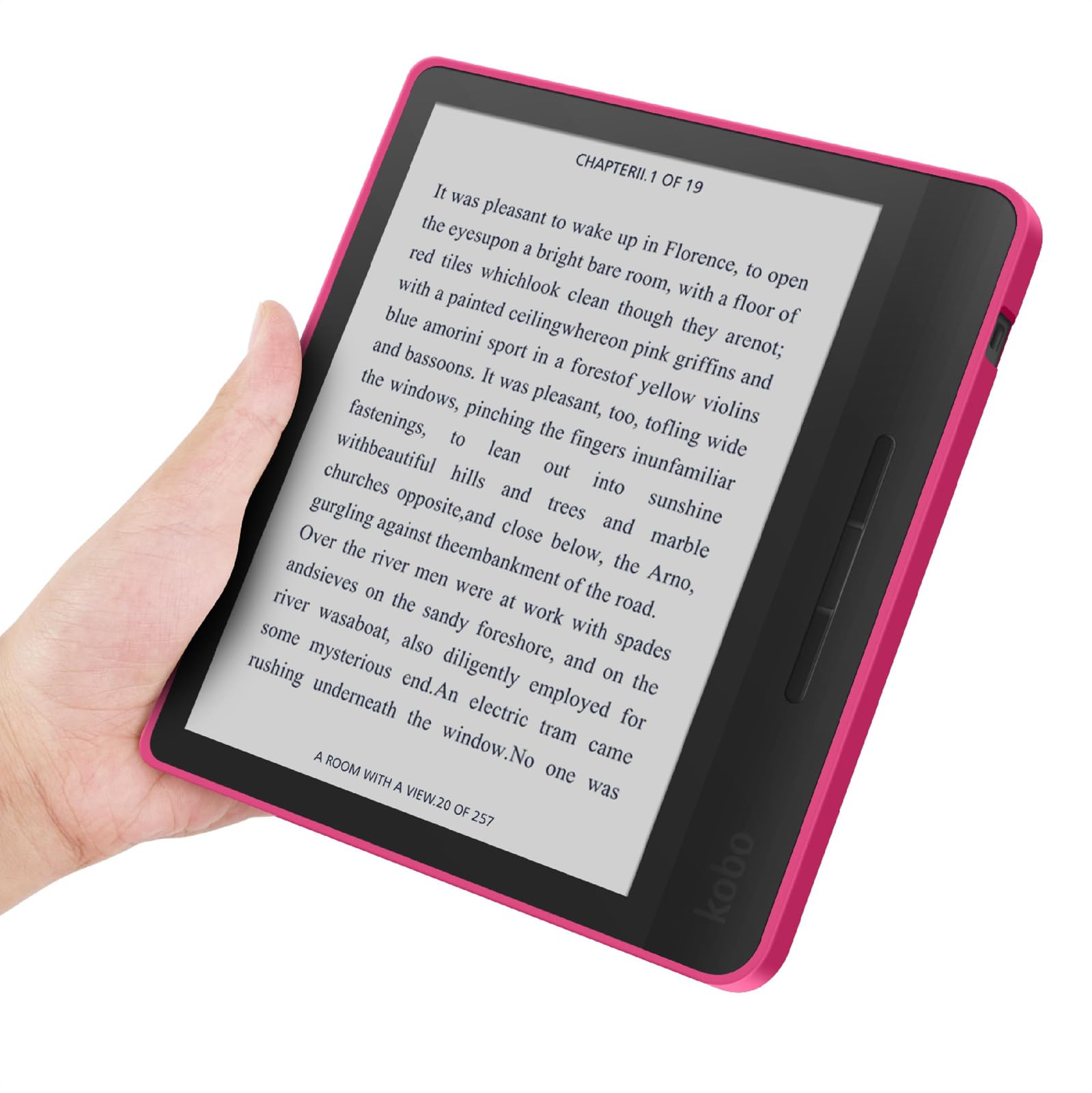 GIOPUEY Funda Compatible con Kobo Libra Colour/Kobo Libra 2, Flip Piel Carcasas, Carcasa Trasera Transparente de PC TPU - Rose Red — view 4