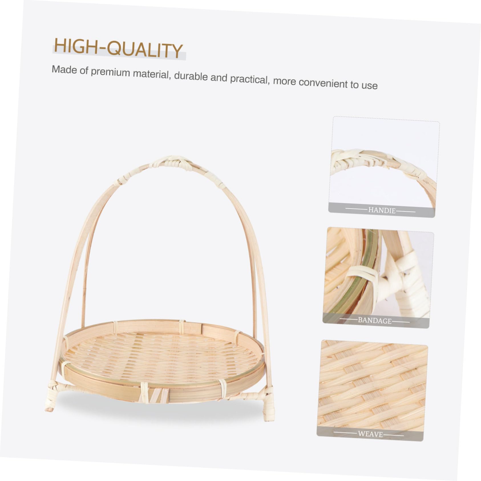 BRIGHTFUFU 1pc Rack Woven Tray Jewelry Trays Jewelry Display Tray Wedding Basket Weaving Container Containers for Food Bbq Parties Bread Serving Baskets Jewlery Tray Round Tray Khaki