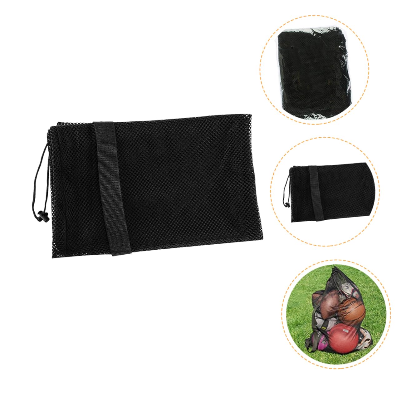 TOYANDONA Borsa sportiva borsa da calcio per palloni Borsa da ginnastica di grandi dimensioni borsa da calcio netto borsa da calcio con coulisse borsa a rete da basket poliestere Nero