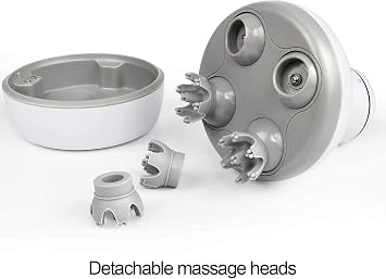 cotsoco Electric Scalp Head & Back Massager, Cordless Hair Massage Waterproof Head Massager with 4 Heads 84 Nodes for Hair Growth, Stress Relief & Deep Clean, Gifts for Men Women, White