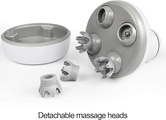 cotsoco Electric Scalp Head & Back Massager, Cordless Hair Massage Waterproof Head Massager with 4 Heads 84 Nodes for Hair Growth, Stress Relief & Deep Clean, Gifts for Men Women, White