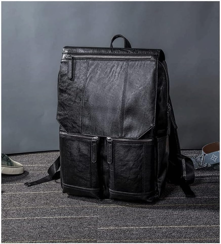 Sac à dos voyage grande capacité homme cuir PU mode loisirs pour ordinateur 14 pouces