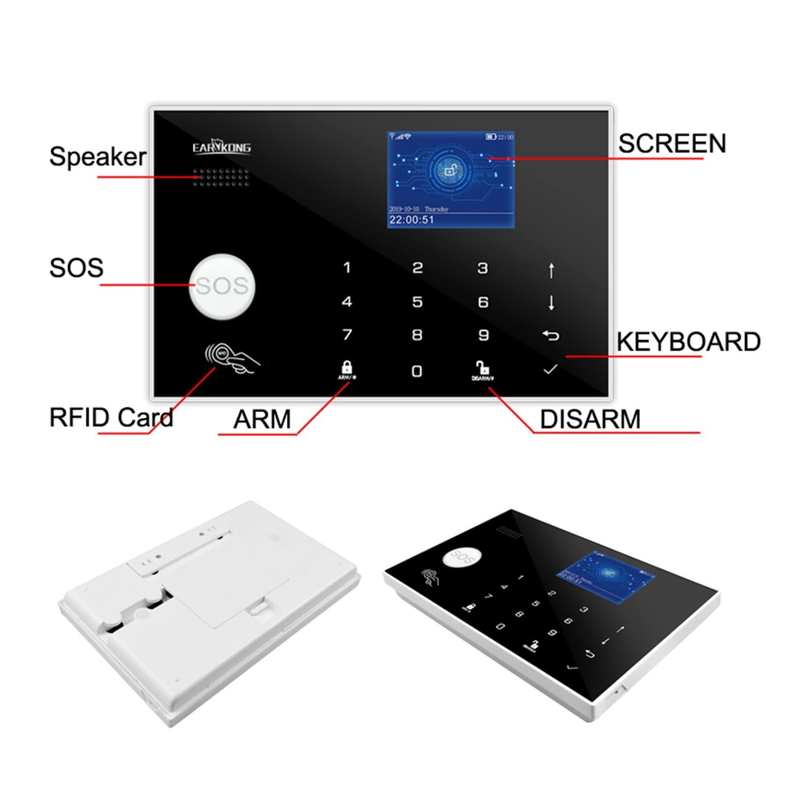 Kit Allarme Casa, Wi-Fi GSM. Alarm System Tuya Alarm 433MHz Wireless & Wired Detector Burglar Alarms Rfid. Carta TFT LCD Touch Keyboard 11 Languages(A 600MAH)