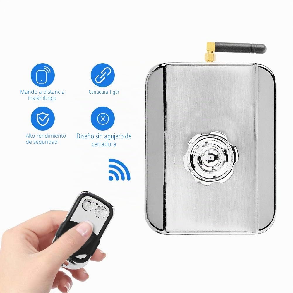 MAGT Cerradura Puerta Exterior Con Mando A Distancia, Cerradura de Seguridad Antirrobo sin Llave, Bloqueo Inteligente con Control Remoto