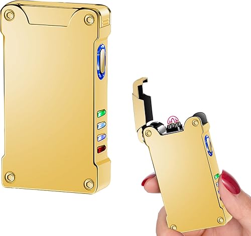 Miniatura 1 de GADATOP Encendedor a prueba de viento, encendedor eléctrico de doble arco, encendedor USB recargable con proyección de plasma sin llama con