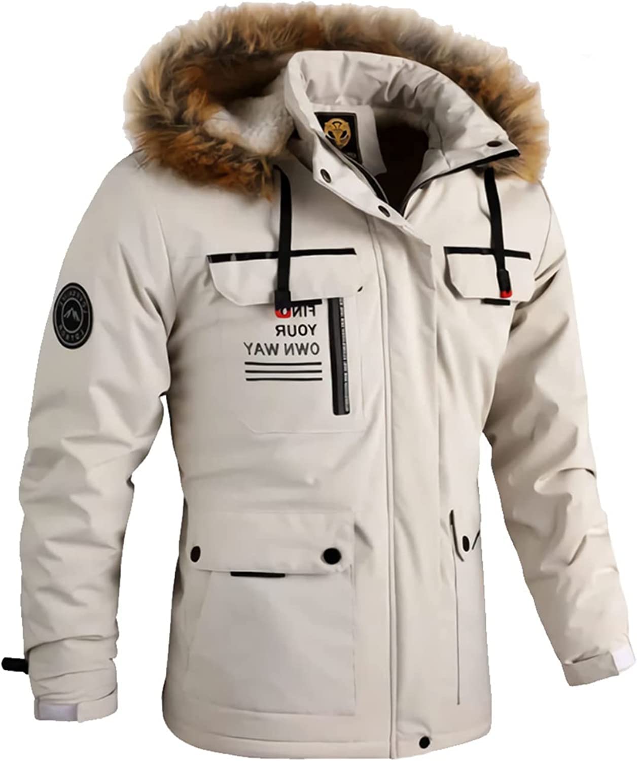 Giacca Invernale da Uomo con Zip Trapuntata Giacca di Fodera Plaid Calda Giacca di Flanella con Cappuccio Cappotto Invernale Giacca Impermeabile con Cappuccio da Uomo Giacca Sci