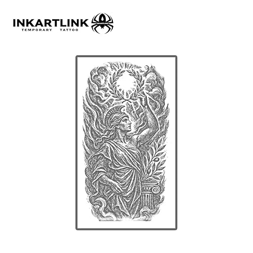 Miniatura 3 de INKARTLINK Tattoo Tech, 2 hojas de tatuaje semipermanente mediano, tatuajes temporales de diseño artístico para adultos, dura 1-2 semanas, Laurel -