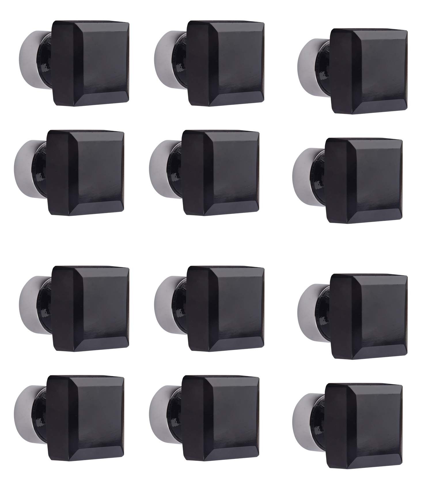 HOBKNOBS Square Black Glass Chrome Plated Pull Knob (Standard) Set of 12.