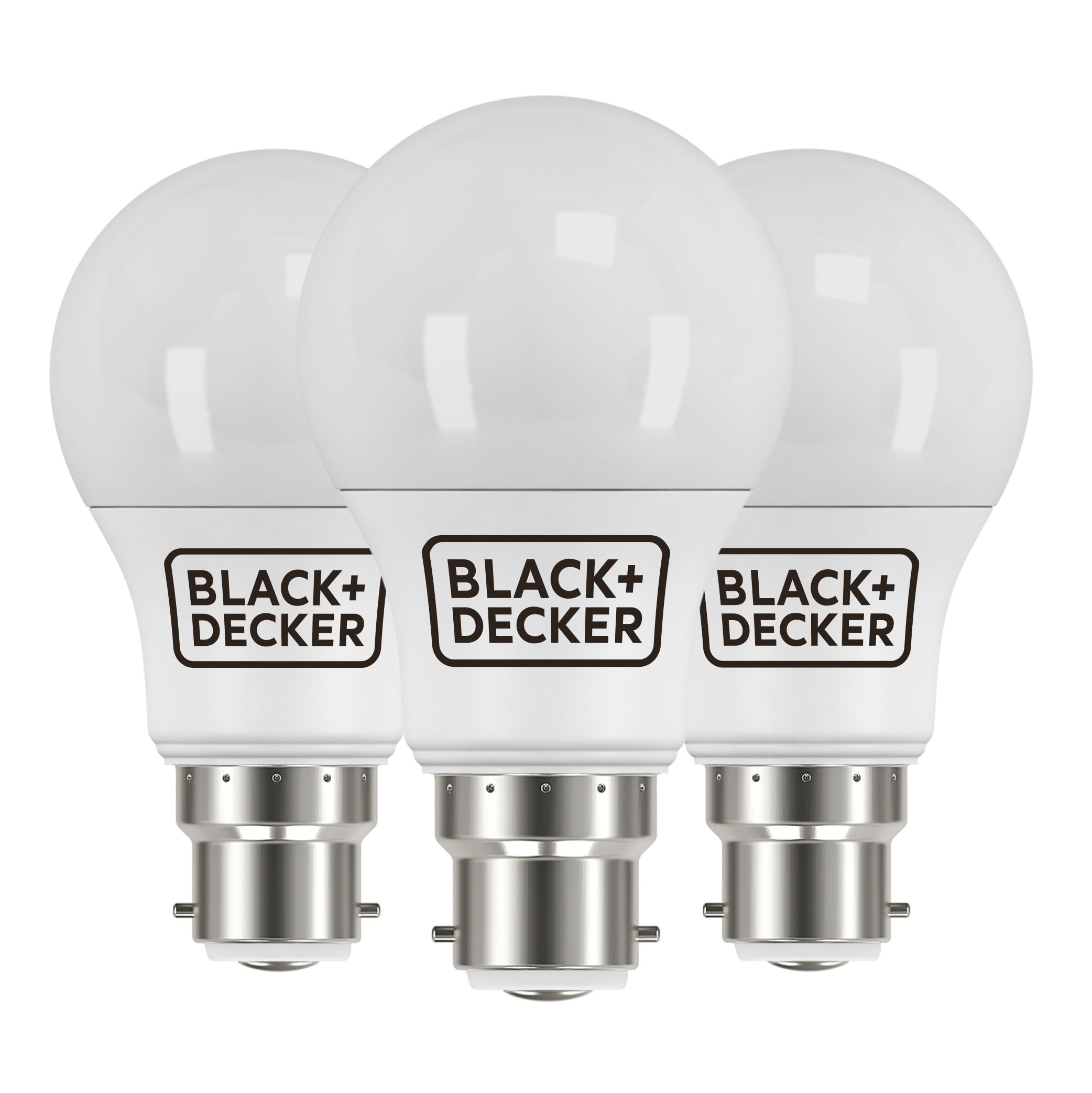 BLACK+DECKER® - LED GLS Lightbulbs - Pack of 3 Light Bulbs • 7.3W • B22 Bayonet Base • Warm White 2700K • Non-Dimmable • 806 Lumens • Energy Class E