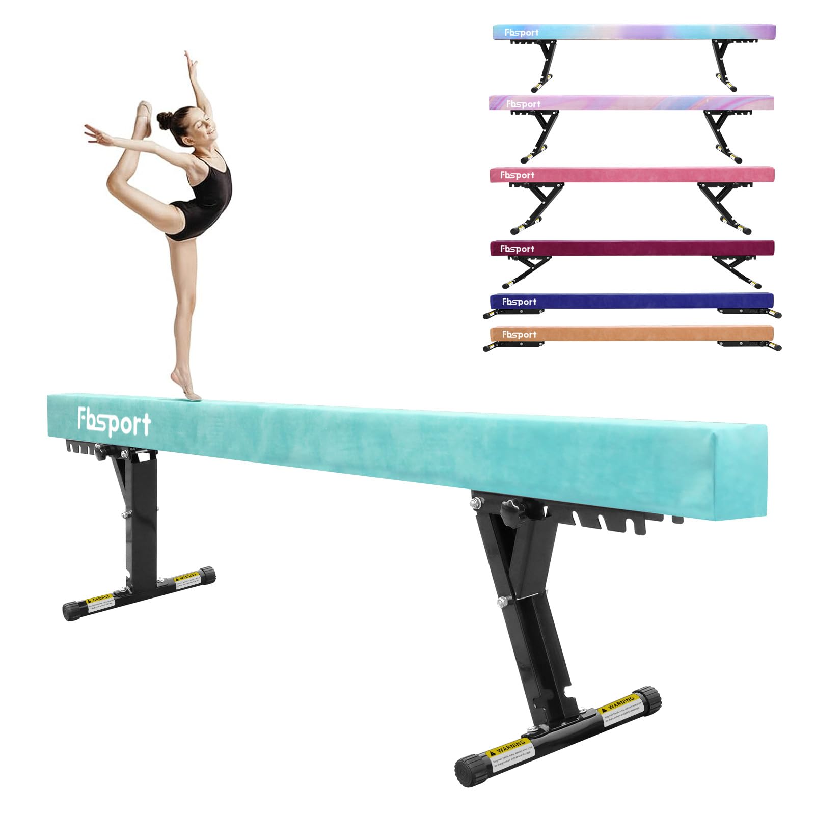 FBSPORT 8ft Adjustable Balance Beam: High and Low Floor Beam Gymnastics Equipment for Kids/Adults,Gymnastics Beam for Training,Practice, Physical Therapy and Professional Home Training with Legs