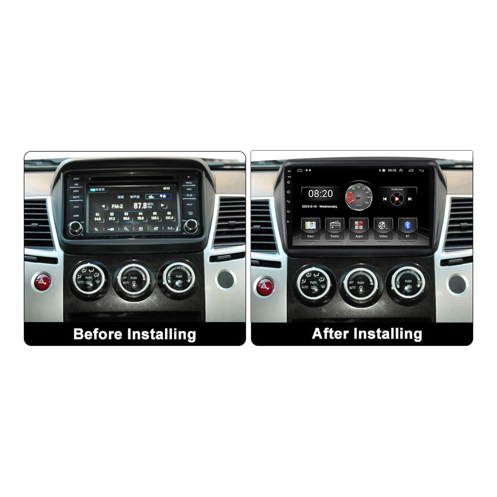 HYMLMY Radio de Coche Doble DIN estéreo Audio de Coche con Pantalla táctil de 9 Pulgadas para Mit-subishi L200 2008~2016 con cámara de Respaldo 720P Bluetooth GPS Receptor de Radio de Coche Ca