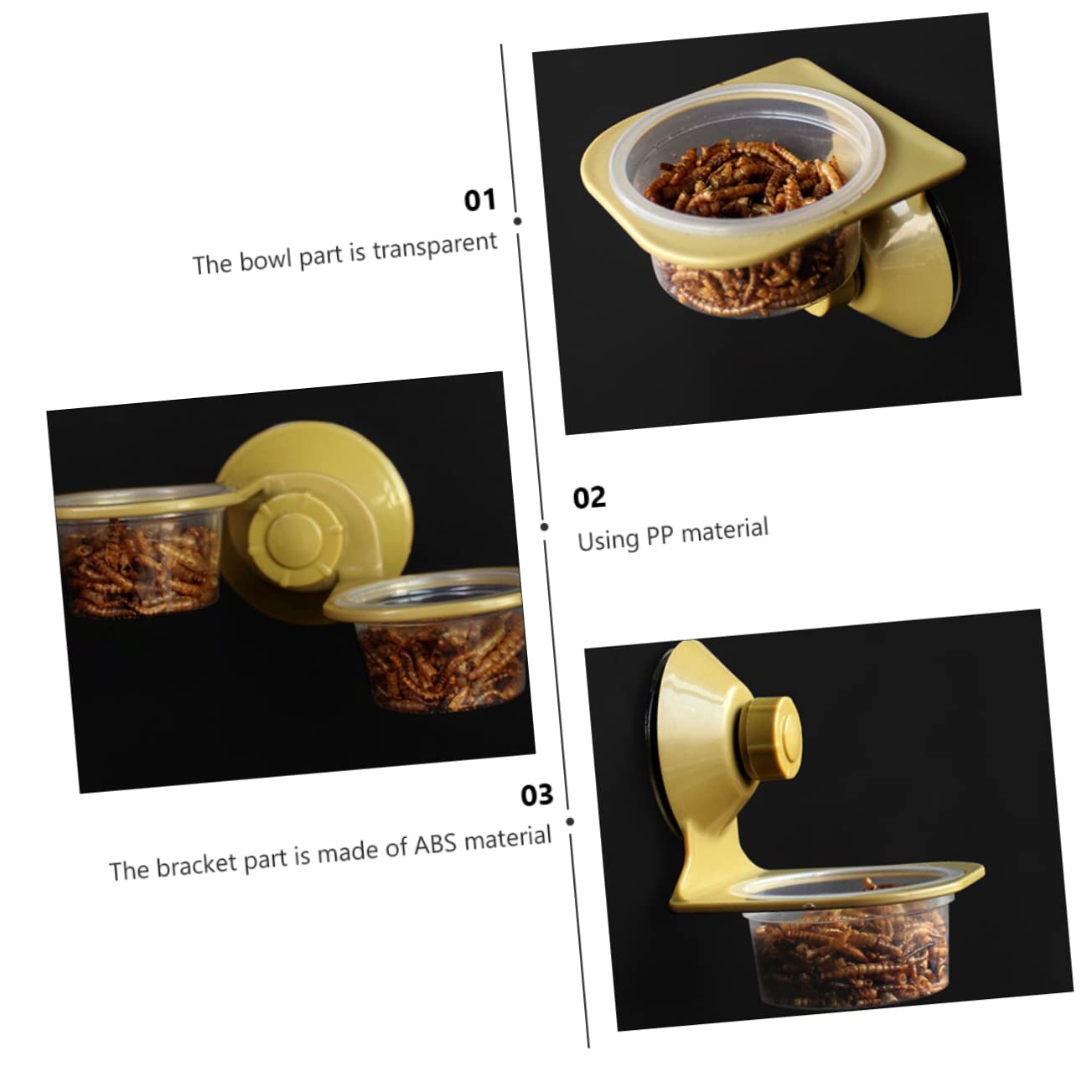 SEWOART 2Pcs Suction Cup Reptile Food Bowl Nonporous Lizard Feeder Dish for Easy to Clean Safe Material for Geckos and Lizards