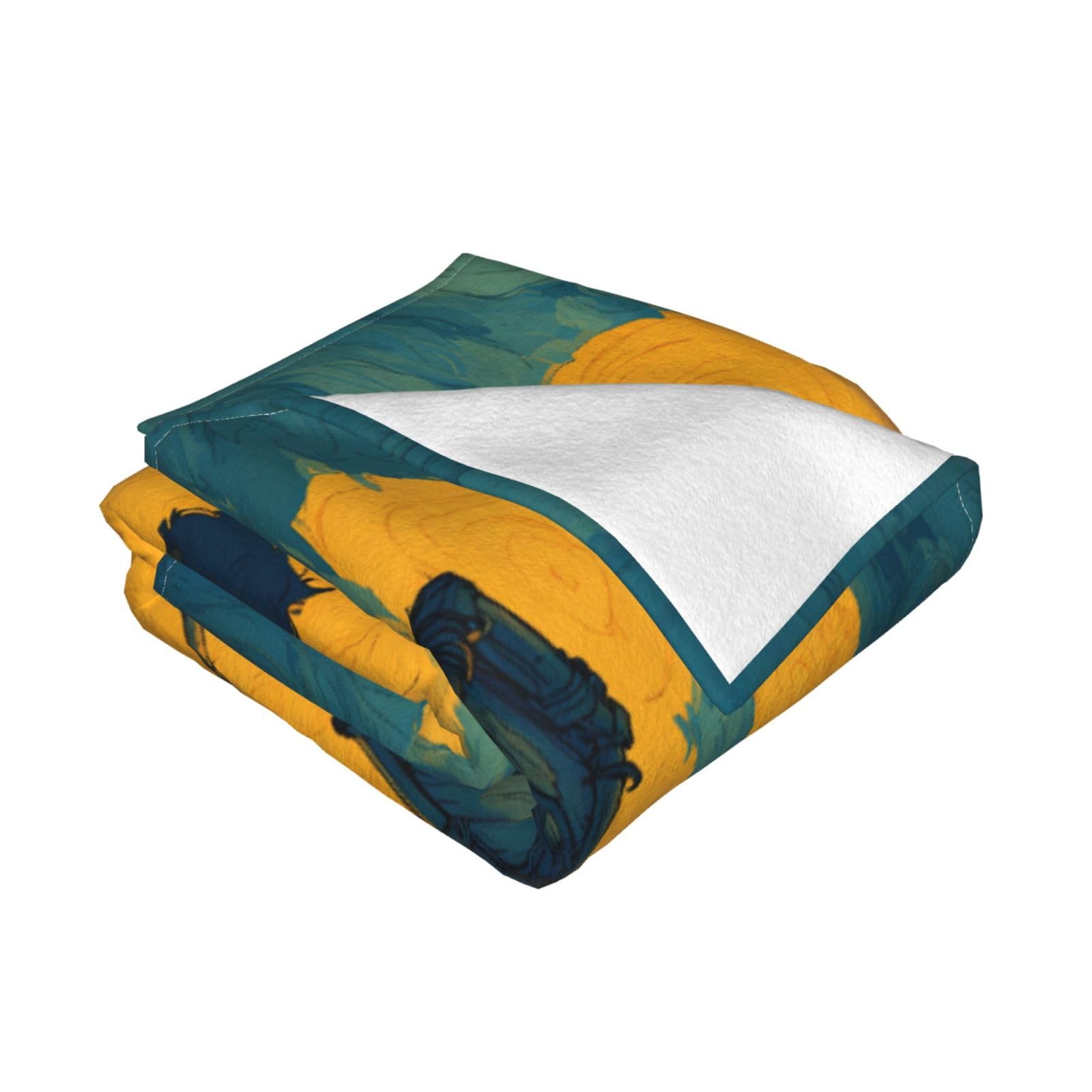 Manta de viaje portátil de 80 x 60 pulgadas, suave, resistente a las arrugas, plegable, exquisito estampado Wild Stream