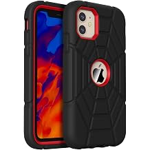 Grifobes Case for iPhone 11/ iPhone XR 6.1 inch, Thick Silicone 3-in-1 Heavy Duty Shockproof Rugged Protective i Phone 6.1" Rubber Cover Black+Red