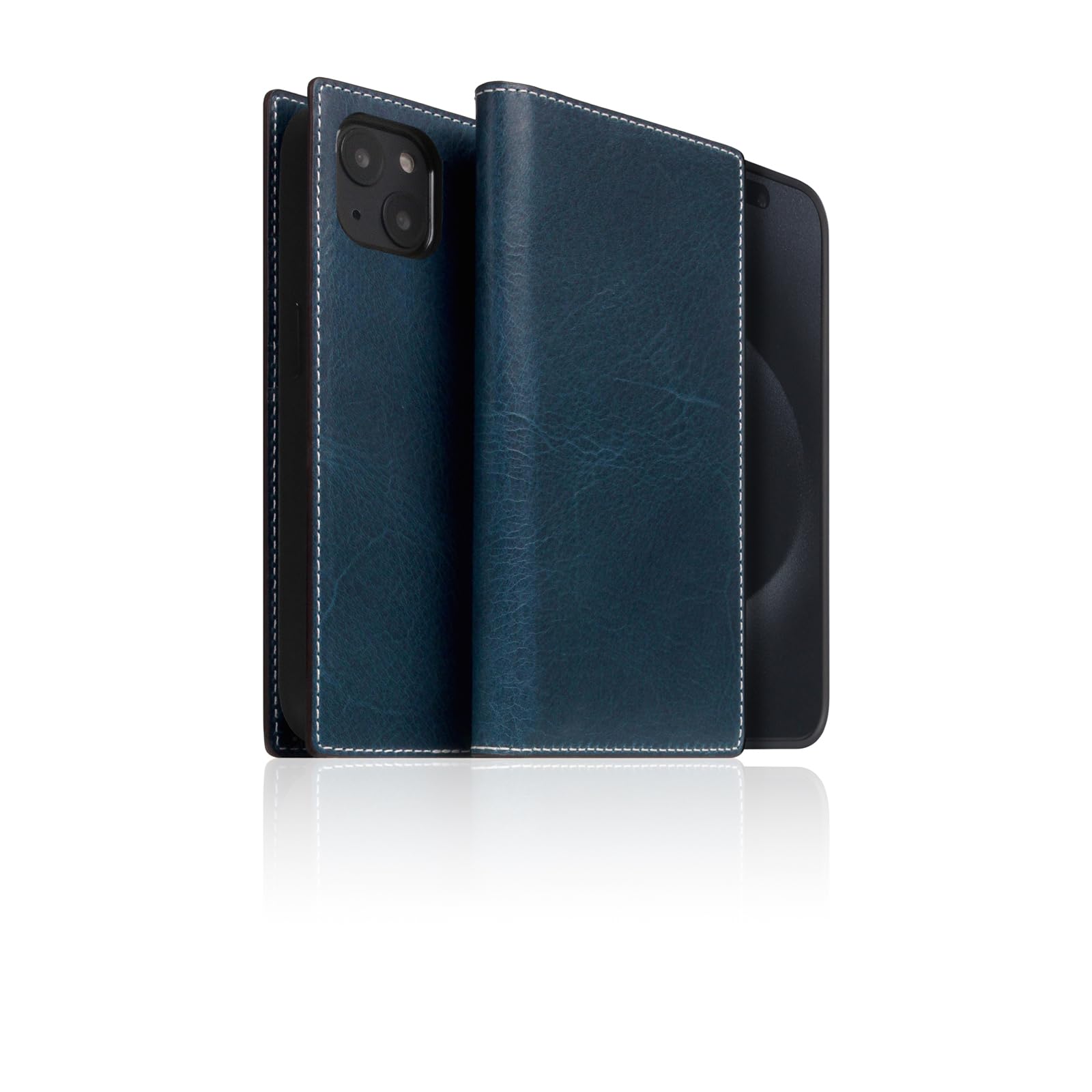 SLGD7 Italian Wax Leather Wallet Case for iPhone 15 - [2-in-1] Handcrafted Detachable Diary Style with Magnetic MagSafe Back Cover, Gift Box Included (Blue)