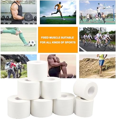 Miniatura 2 de LiangMai 4 rollos de cinta atlética blanca  Cinta deportiva fuerte adhesiva, sin residuos de cosquillas, cinta atlética fácil de rasgar para