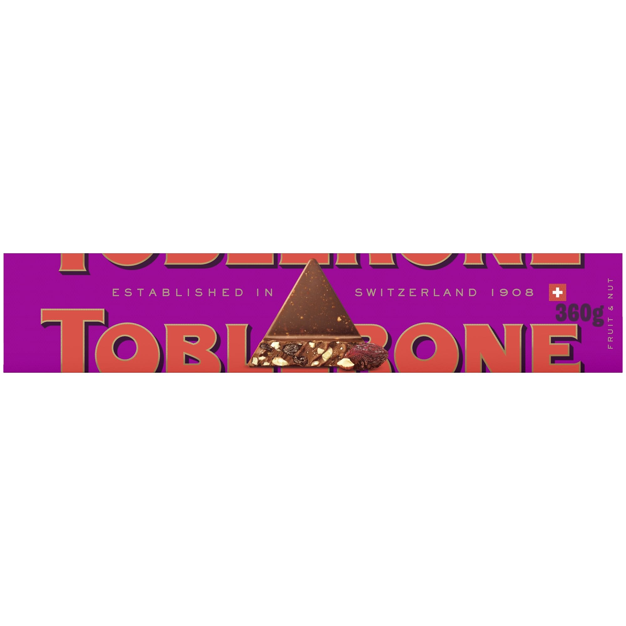 Toblerone Milk Chocolate, Honey and Almond Nougat with Fruit & Nut Chocolate, Large Gift Bar, Made with Swiss Milk, Perfect for Gifting or Sharing, 360 g (Pack of 1)