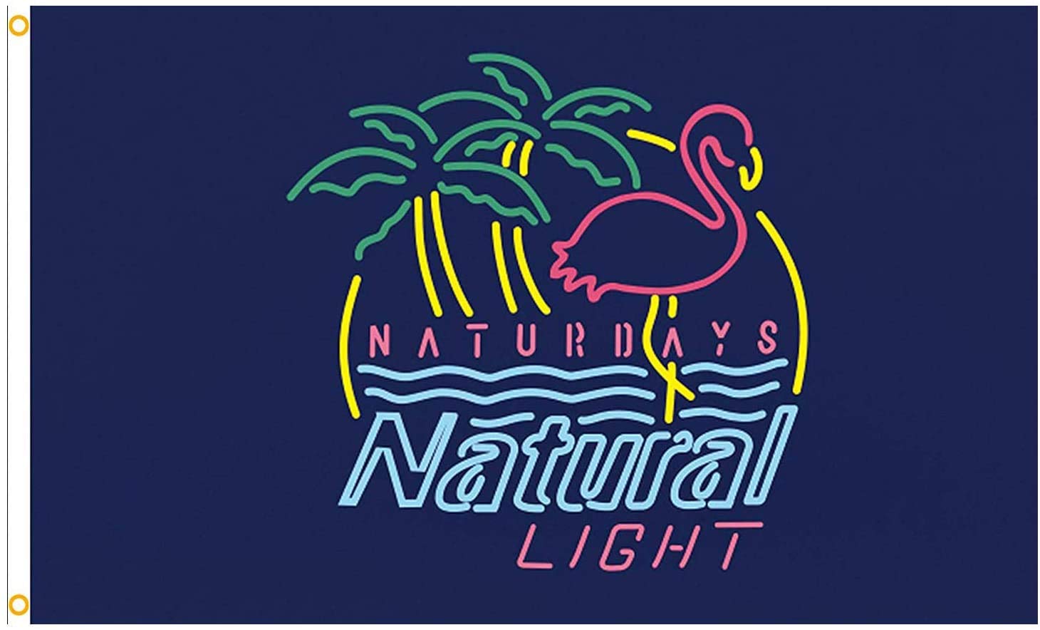 Naturdays Natural Light Banner for Man Cave Wall - Beer Flag With Brass Grommets, Outdoor Sign, House Polyester Yard Lawn Decor 3x5 Ft