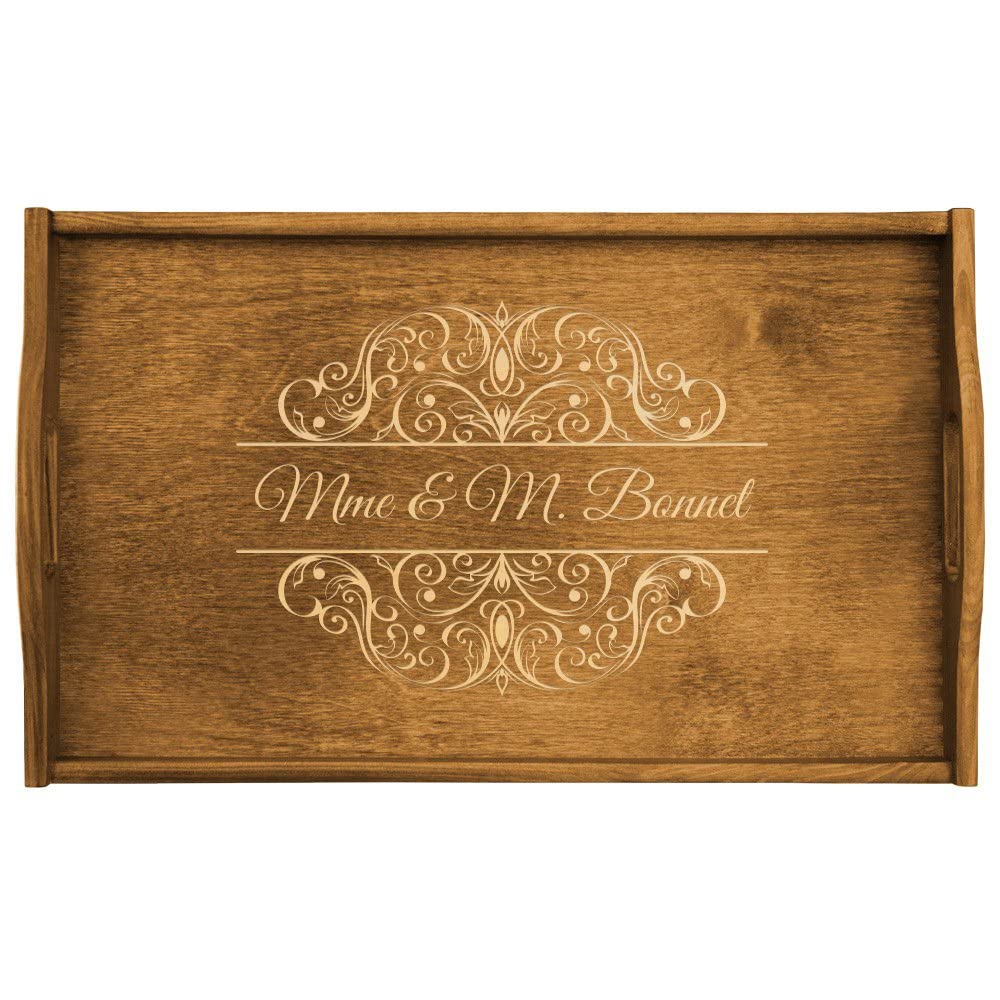 Maverton Table Pliante personnalisée de lit - Plateau de lit avec Gravure - Table en Bois de pin pour Femme - Cadeau de Noël pour Homme - avec poignées Transport - Mme & M.
