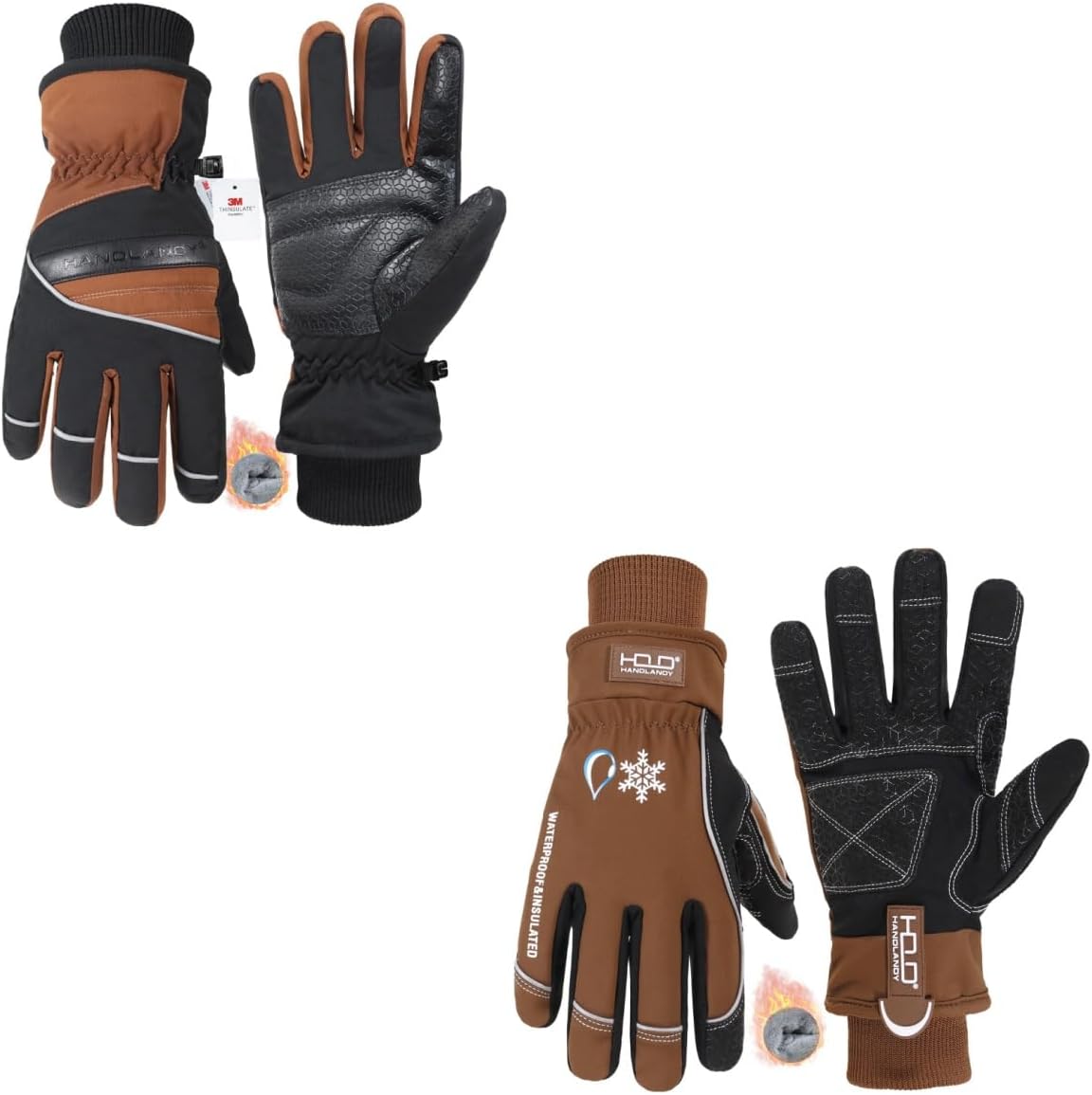 HANDLANDY Winter Gloves, Hiking Waterproof & Windproof Thermal Glove for Men Women