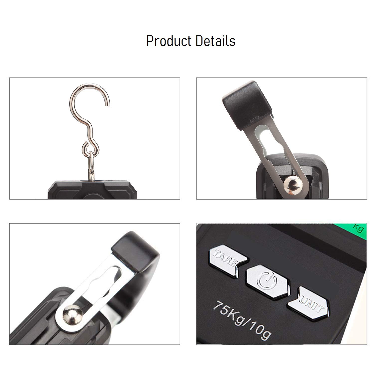 Bilancia Digitale Da Pesca E Valigie - 75 Kg, Con Metro A Nastro, LCD Retroilluminato E Batterie - Foto 6