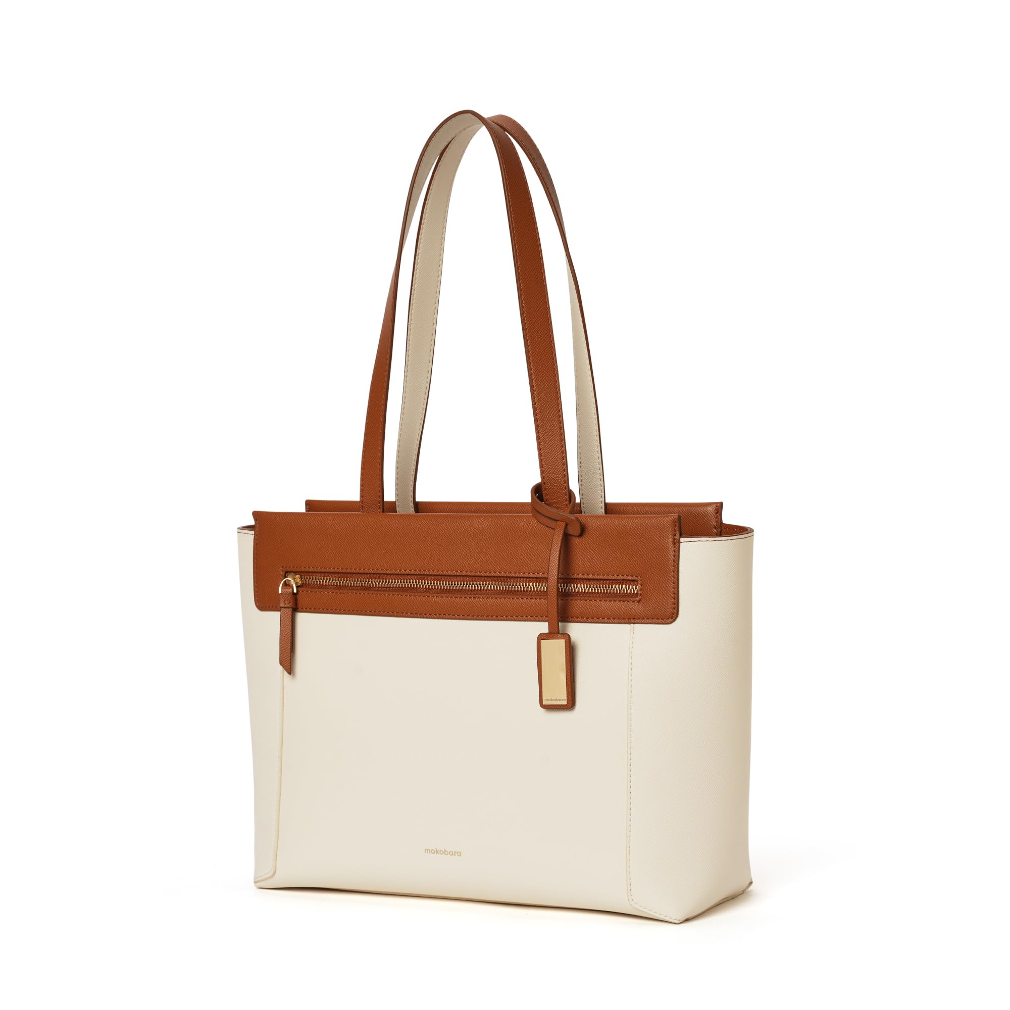 MOKOBARA The Dawn Tote Bag for Women | Premium Vegan Leather Office & Daily Use Handbag | Fits 14 Inch Laptop | Water Resistant Shoulder Bag with Zip Closure