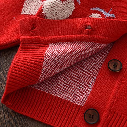 Kids Toddler Girls V Neck Knitted Cardigan Long Sleeve Winter Warm Sweater Heart Pattern Coat4