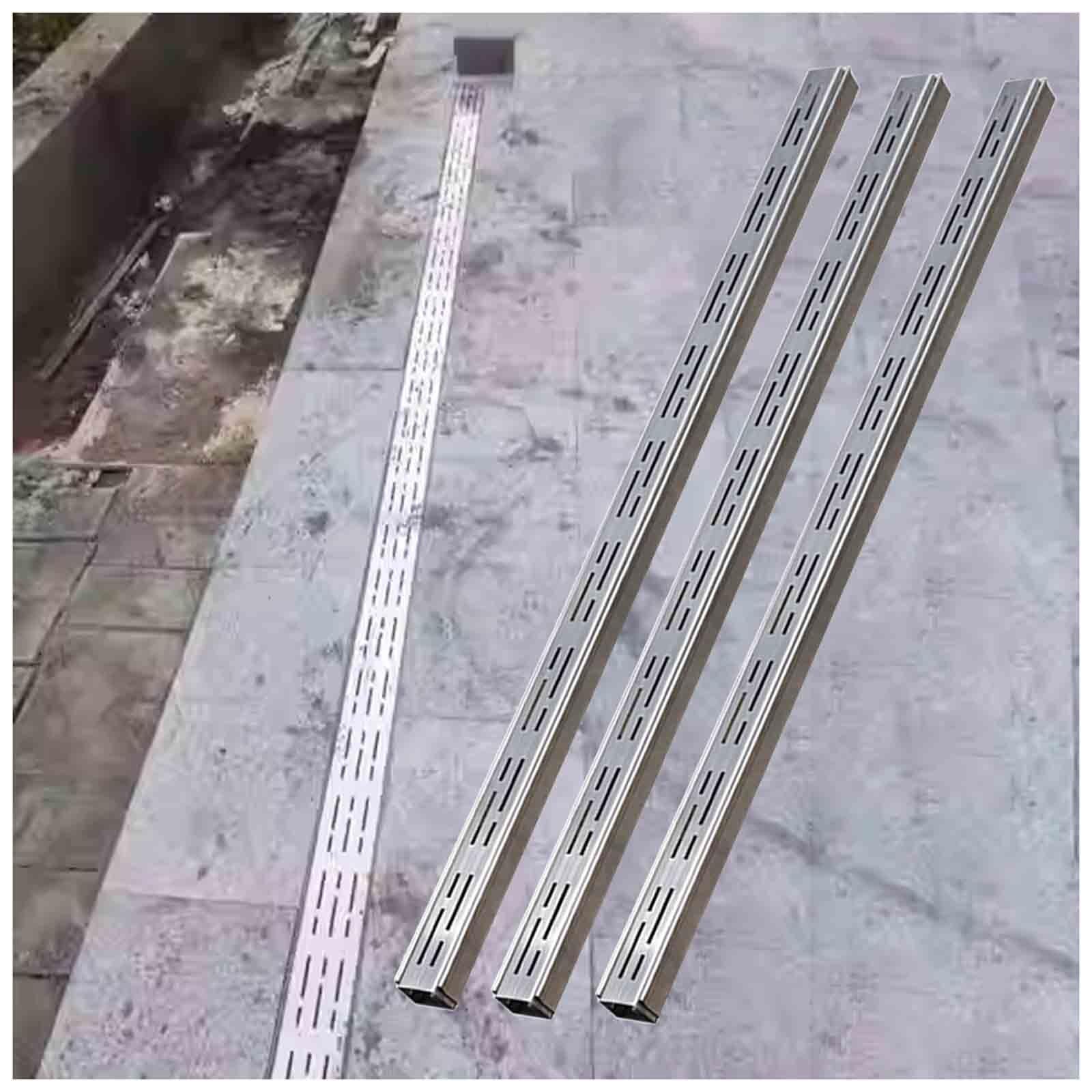 KLGFBDC Drainage Trench Channel with Grate, Narrow Slim Gutter System for Yard, Patio, Driveways, and Garage