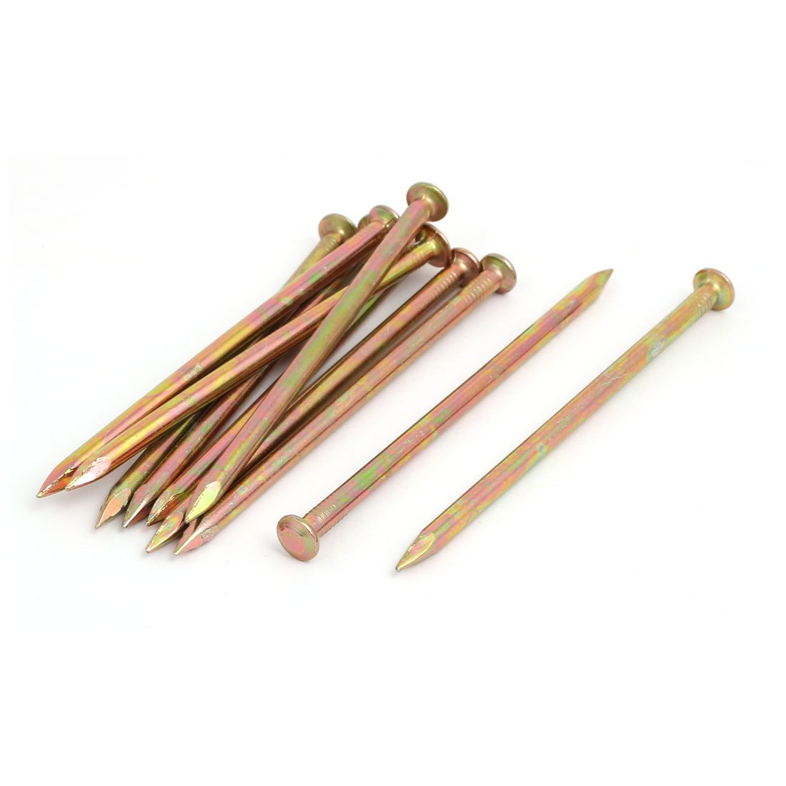 Aexit 100mm Length Fastener Fiber Concrete Cement Wall Zinc Alloy Point Tip Wire Nails 10pcs Model:43as92qo258