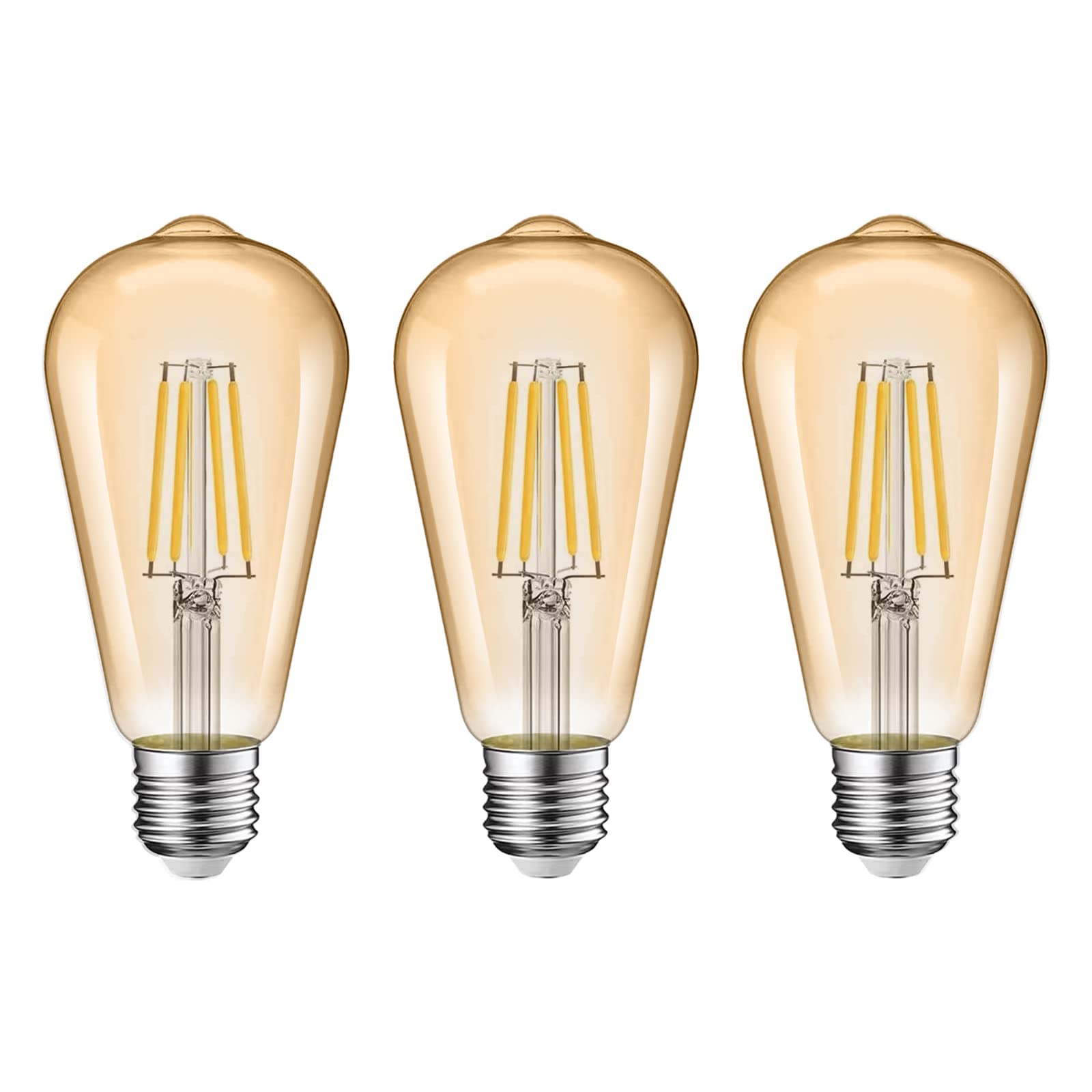 Photo 1 of Dimmable LED Tubular Bulb 6W,60W Equivalent 600 Lumens, Antique Edison Style LED Filament Light Bulbs, E26 Clear Edison Bulb 2700K Warm White Pack of 6