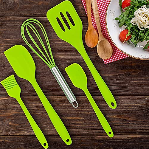 Image of Baskety Food Grade Silicone Rubber Spatula Set Non-Stick Kitchen Utensils for Baking, Cooking & Mixing (Green)