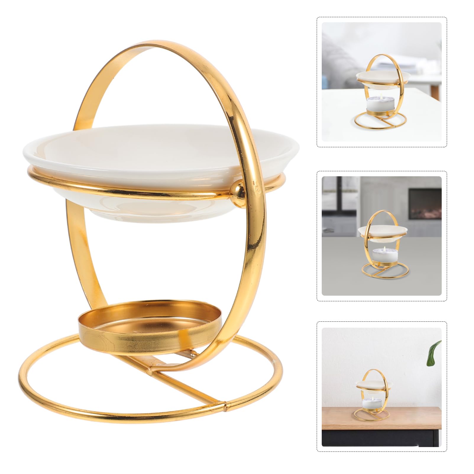 HOOTNEE Iron Aroma Diffuser Decorative Incense Burner Tealight Oil Burner Candle Burner Ceramic Wax Melt Burner Ceramic Tealight Candle Holder Aroma Candle Warmer Ceramic Fragrance Warmer