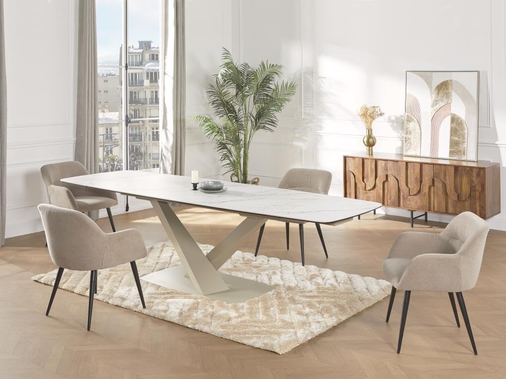 Vente-unique - Tapis Shaggy en Relief à Poils Longs - 160 x 230 cm - Blanc cassé - Maze