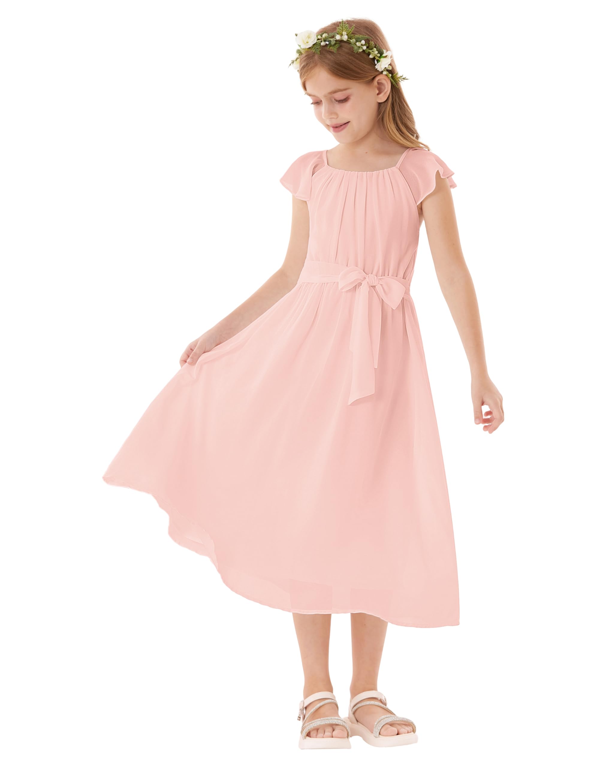 GRACE KARIN Mädchen Sommerkleid Elegantes Chiffon Prinzessinnen Langkleid Hochzeitsgast Abendkleid für Teenager-Mädchen 5-14 Jahre