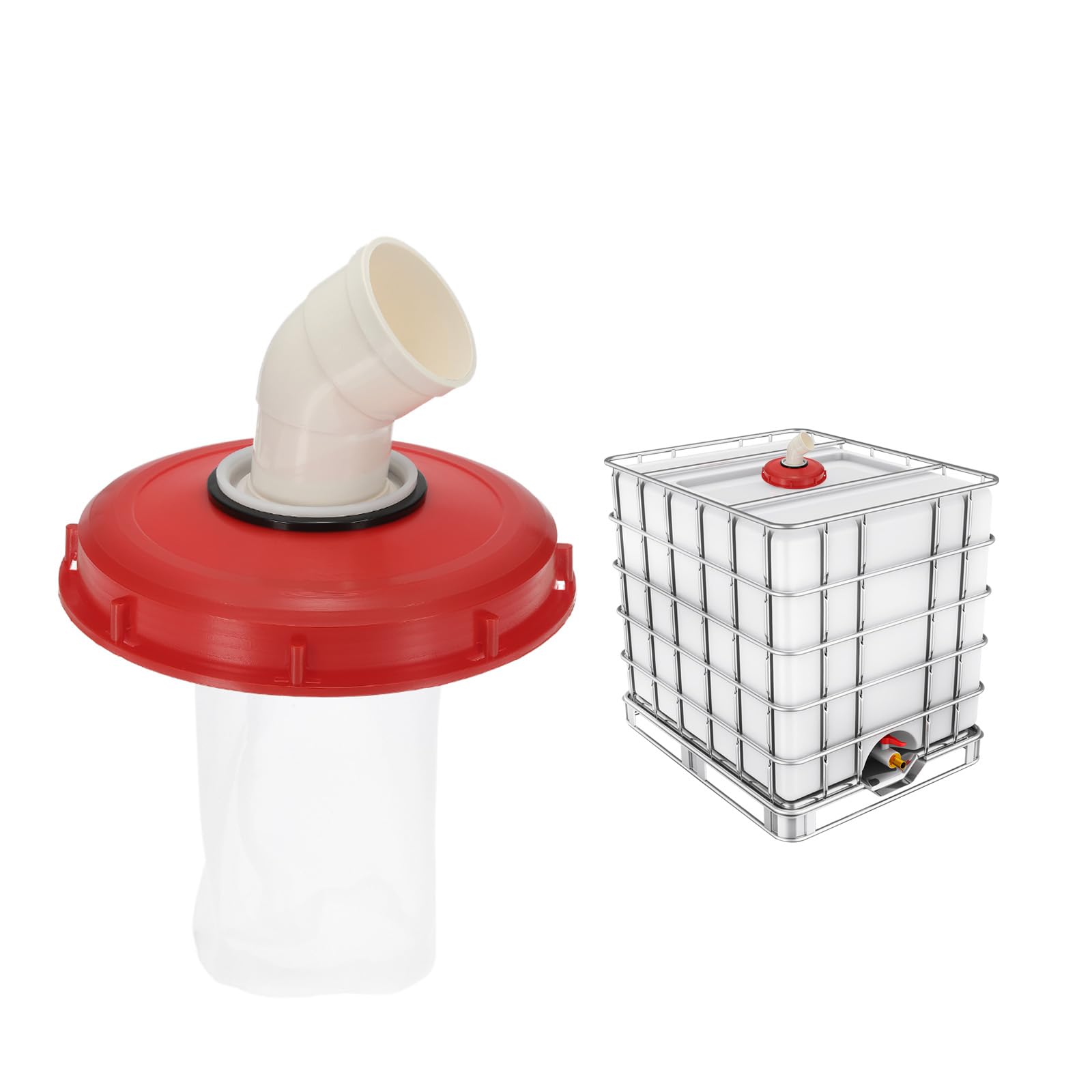 PATIKIL 45° IBC Lid Filter Cover 245mm Plastic Ton Barrel Cover with Washable Nylon Filter IBC Tote Hose Adapter IBC Tank Container for Rainwater Tank Rain Tank 1000L IBC Tank