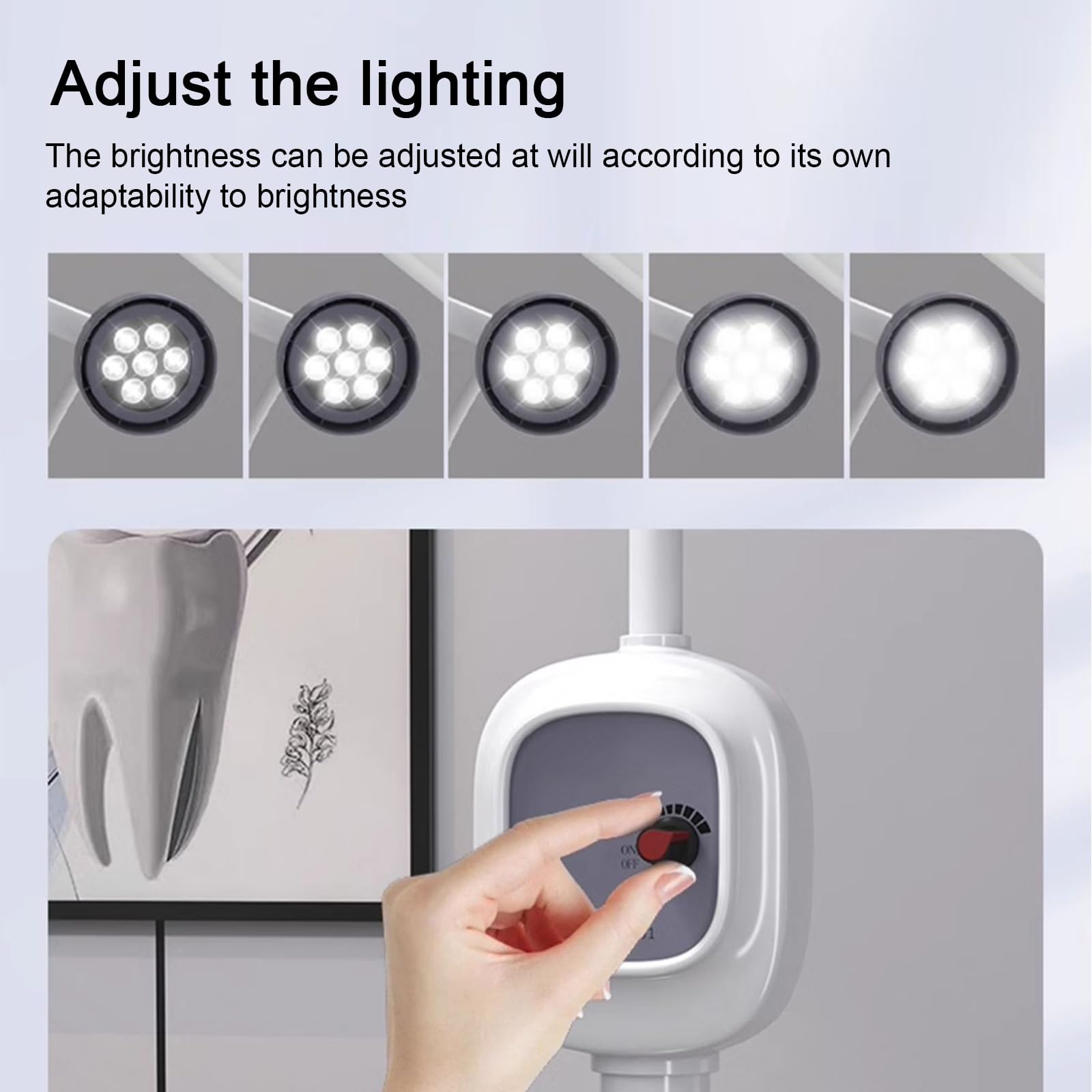 12W Lampa do Badań Lekarskich LED Lampa Chirurgiczna, 24V, Podstawa Obciążona, Mobilna Lampa do Badań z Elastyczną Lampą Typu Gooseneck, Regulowana Wysokość, Ściemniana
