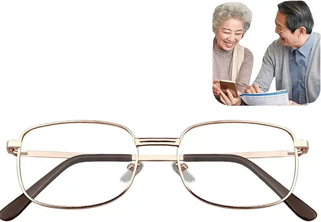 Gold Frame Blue Light Blocking Reading Glasses for Men & Women with Spring Hinges