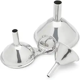 Fox Run Funil de aço inoxidável de 3 peças, conjunto de 7,6 cm, 5 e 3,8 cm, metálico