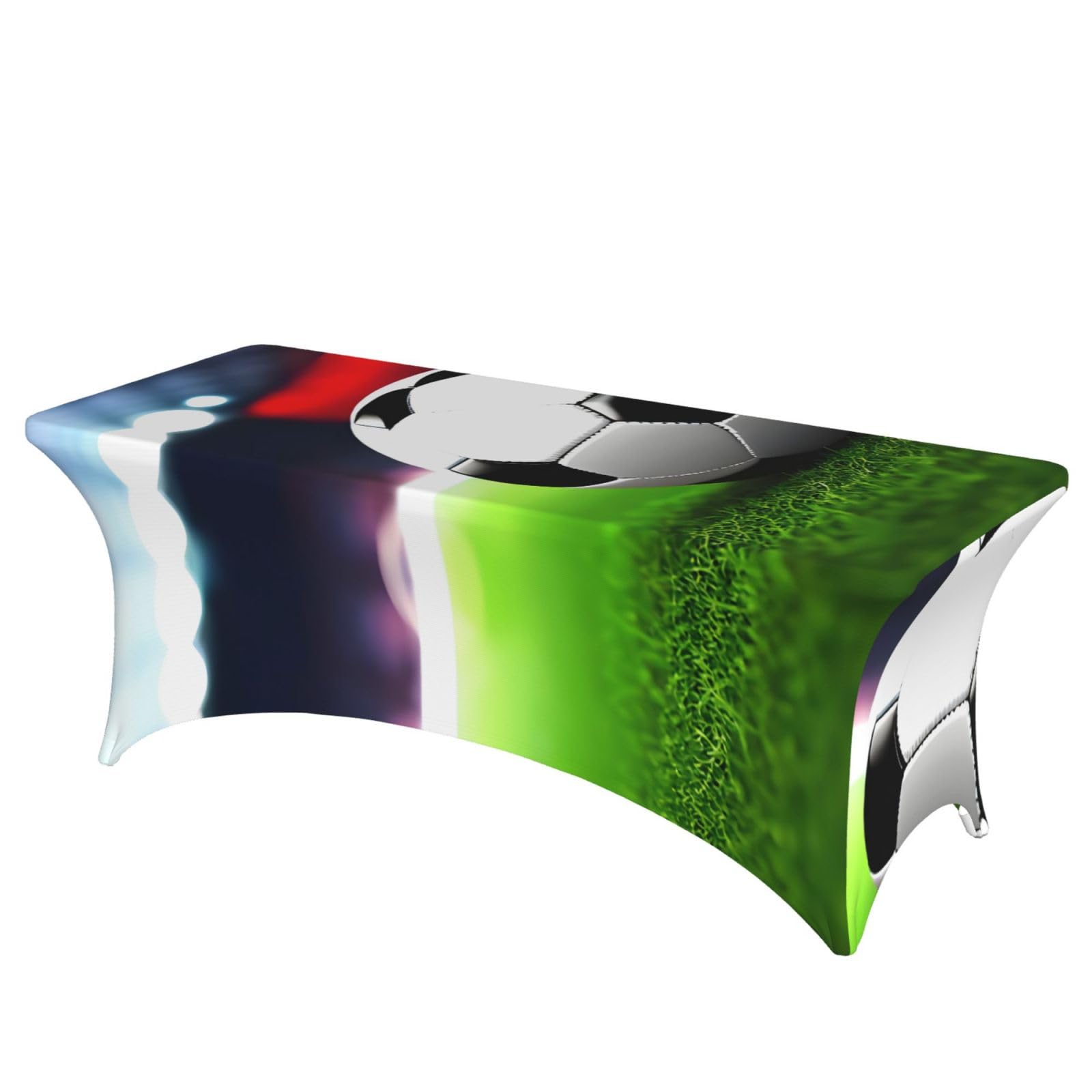 NImongt Soccer Sports Ball Print Elastic Rectangular Tablecloth Holidays Family Banquet Wedding Party Table Cover