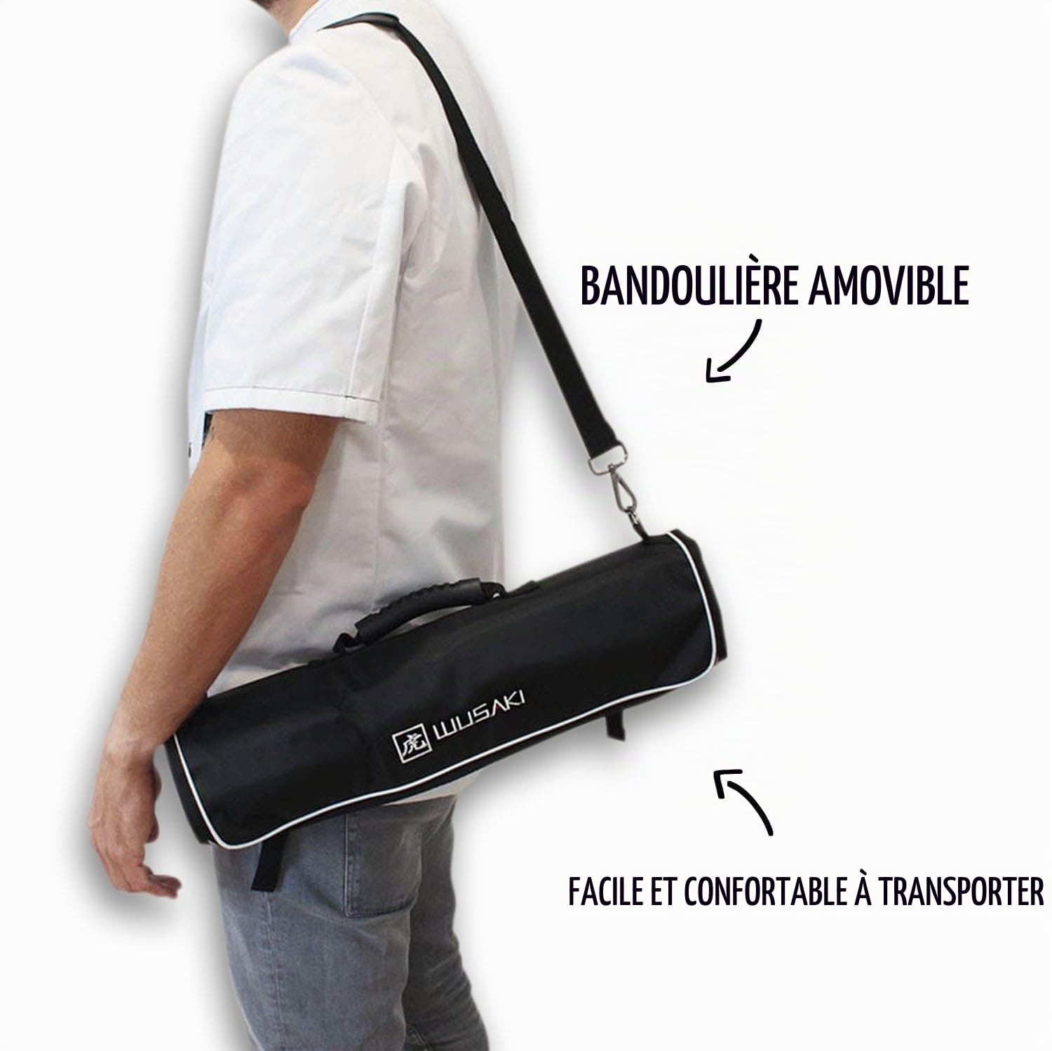 Wusaki Pakka X50 Mallette avec 5 couteaux, lames martelées en acier inoxydable allemand, manches en Pakkawood
