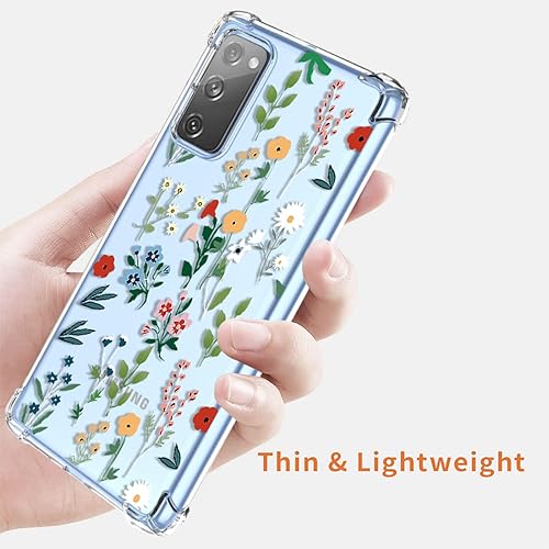 Miniatura 6 de KOARWVC Funda para Samsung Galaxy S20 FE 4G5G, G781U funda transparente con diseño de TPU absorción de golpes, diseño de flores delgadas para